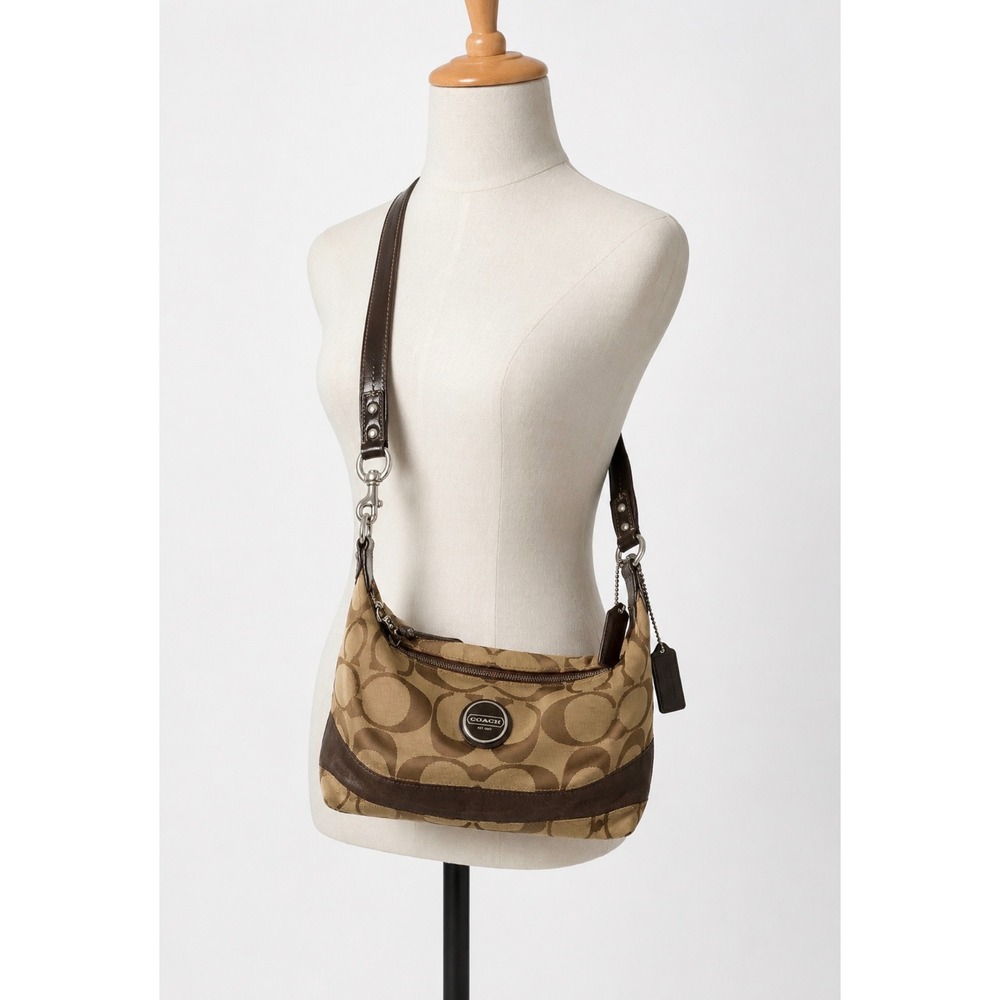 Vtg Coach Signature Canvas Hobo Bag Khaki Brown F17434 Shoulder Bag Monogram